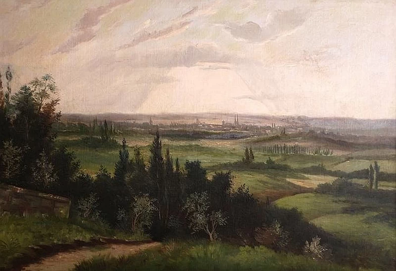 Paesaggio con vista di città